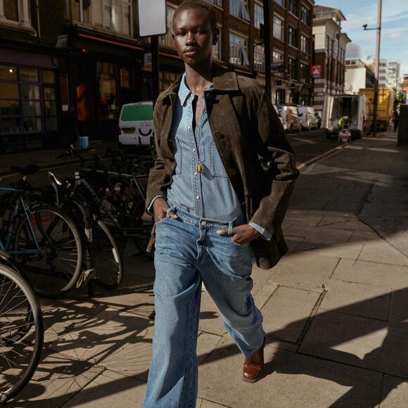 ZARA WOMAN FW25 DARK KHAKI 100% SUEDE JACKET SMALL - Picture 5 of 8